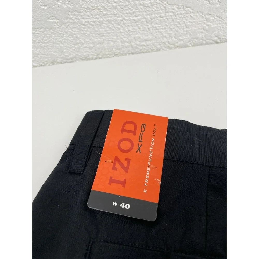 New IZOD XFG Golf Shorts Mens Classic Fit Black Flat Frnt Style5063 Size 40  NWT